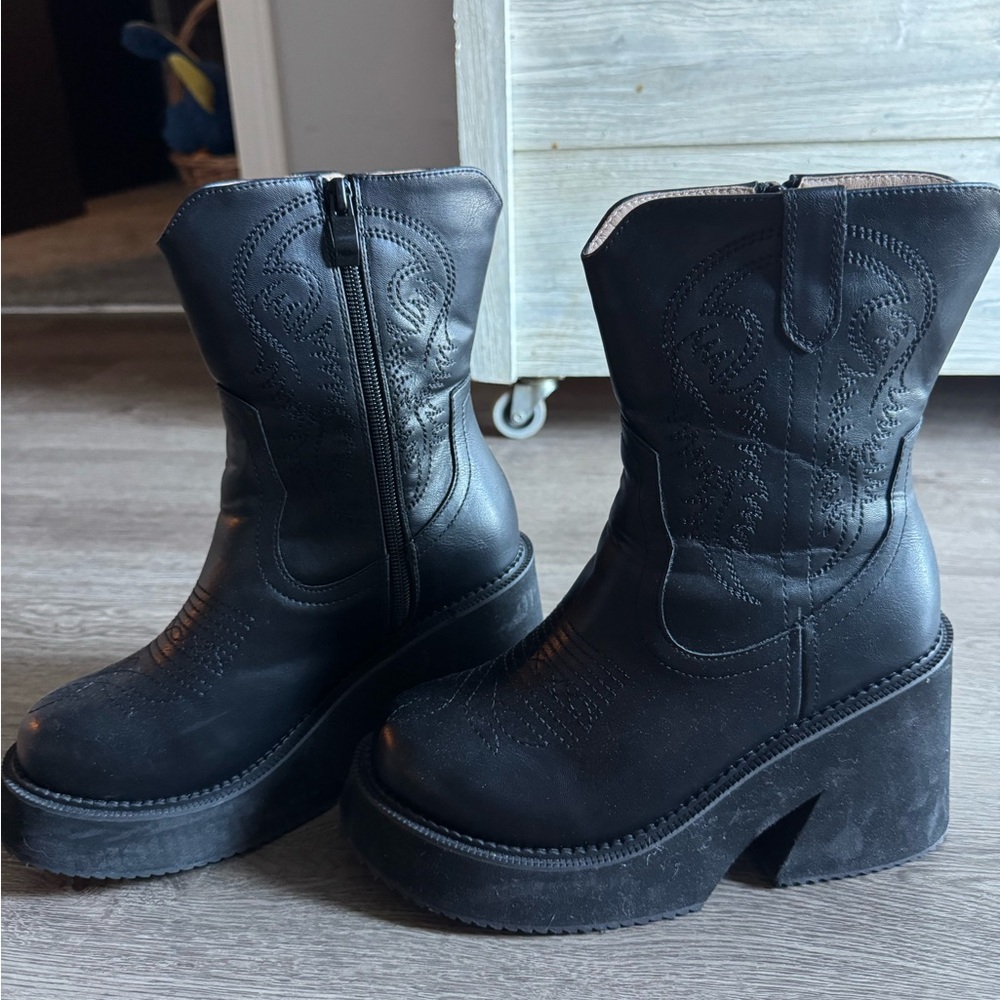 Black Platform Ankle Boots